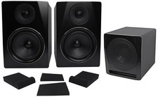  2 Rockville APM6B 6" Powered Studio Monitors Active 10" Subwoofer Foam Pads