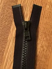 YKK 5mm Separating Molded Plastic Vislon Black 580 Zipper 11" 13" or 15" - 1 zip