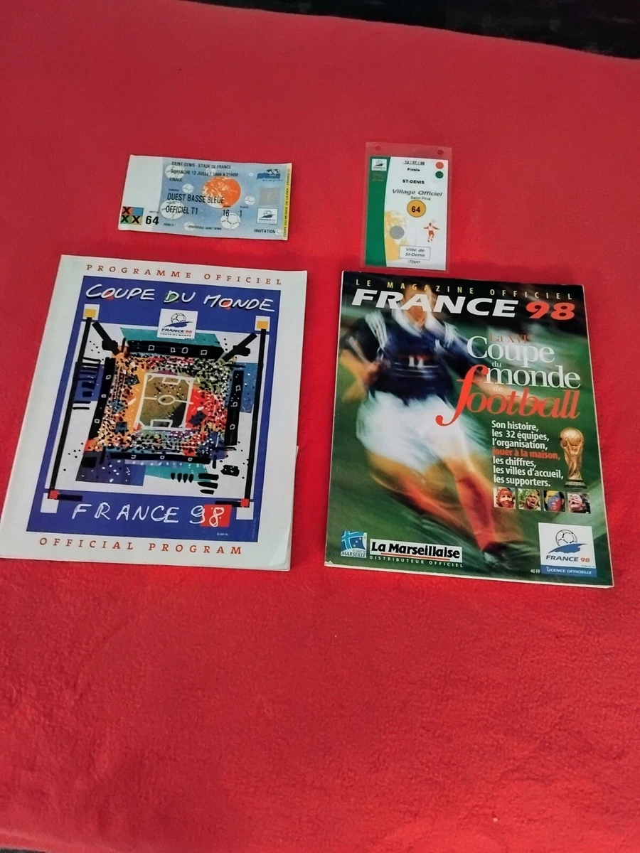 Billet original finale coupe du monde 1998 France-Brésil + maillot équipe de France 98 vintage - Collection