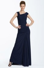 Tadashi Shoji Asymmetrical Ruched Matte Gown   Size Small LK 153 A 