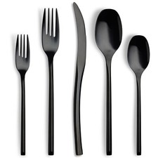 20-Piece Black Silverware Set for 4,Modern 18/10 Stainless Steel Flatware Set...