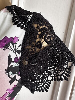 Phase Eight Black Purple Lace Trim Dress 10 | eBay