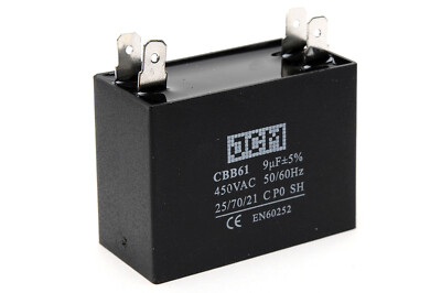CBB61  MOTOR CAPACITOR 9UF 450VAC 9 UF 450V AC FAN ELECTRIC 9MFD MFD CEILING