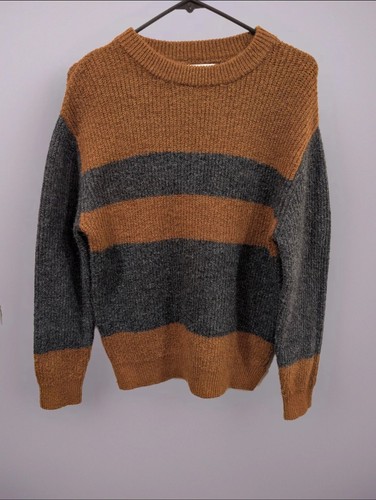 Boys Zara Crewneck Color Block Wool Blend Sweater Brown Gray Size 11-12