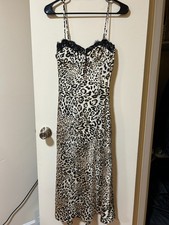 ASTR the label -- cheetah print midi dress, black lace detail