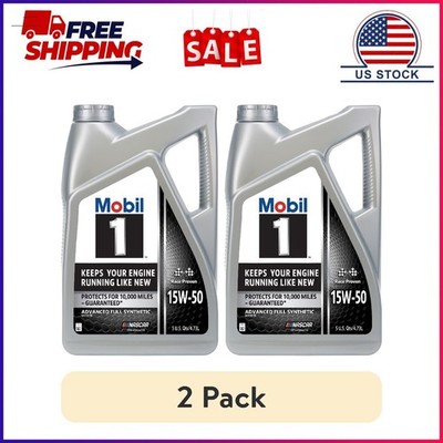 (2 pack) Mobil 1 Advanced Full Synthetic Motor Oil 15W-50, 5 Quart