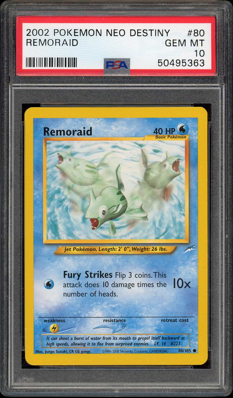 2002 POKEMON NEO DESTINY #80 REMORAID PSA GEM MINT 10