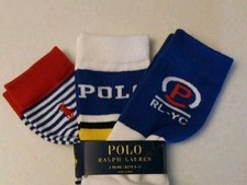 3 Pair POLO RALPH LAUREN Crew SOCKS YACHT CLUB fits BOYS  MEN 9-11 , Shoe 4-10