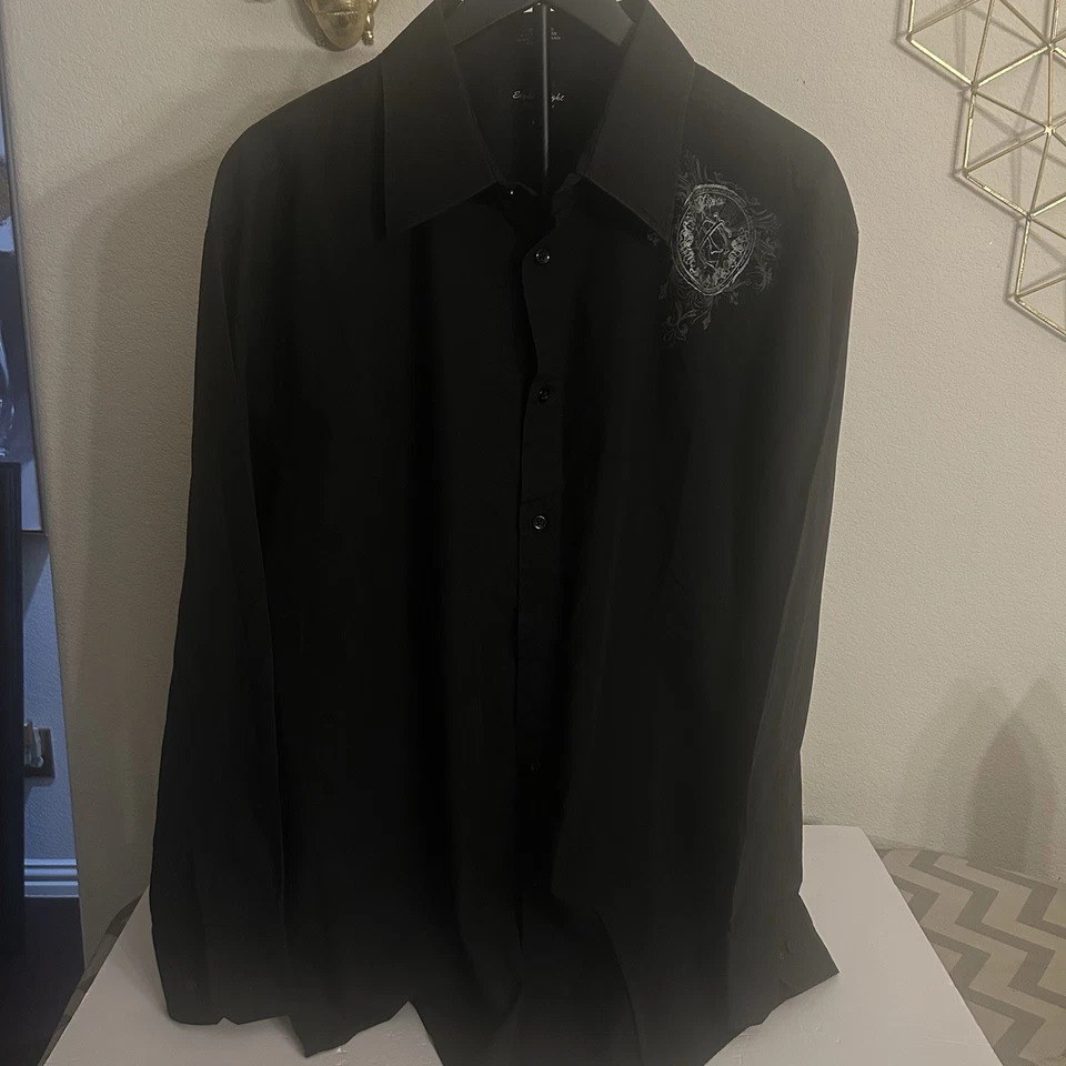 Vintage Y2K Eighty-Eight Men’s 2XAffliction Style Button Down Shirt Grunge Black - Image 2 of 4