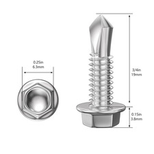 300Pcs 8 3/4" Hex Washer Head Self Drilling Screws 410 Stainless Metal Sheetscr