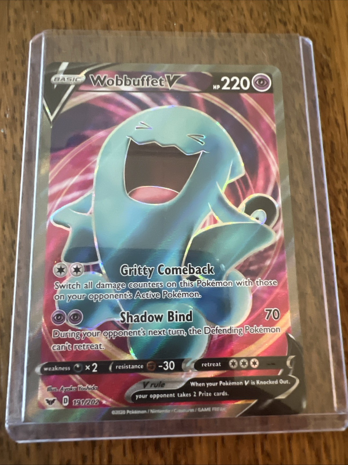 Pokemon Sword & Shield Wobbuffet V Ultra Rare Card 191/202 NM