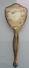 Vintage Vanity Set Hand Brush and Comb Gold color trim and handle.