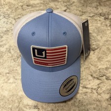 Huk Fishing Hat Cap Snap Back Blue White Mesh...