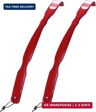 Bamboo Back Scratcher 17'' Curved Handle, Sandpaper Included Brown, 2 Pack 