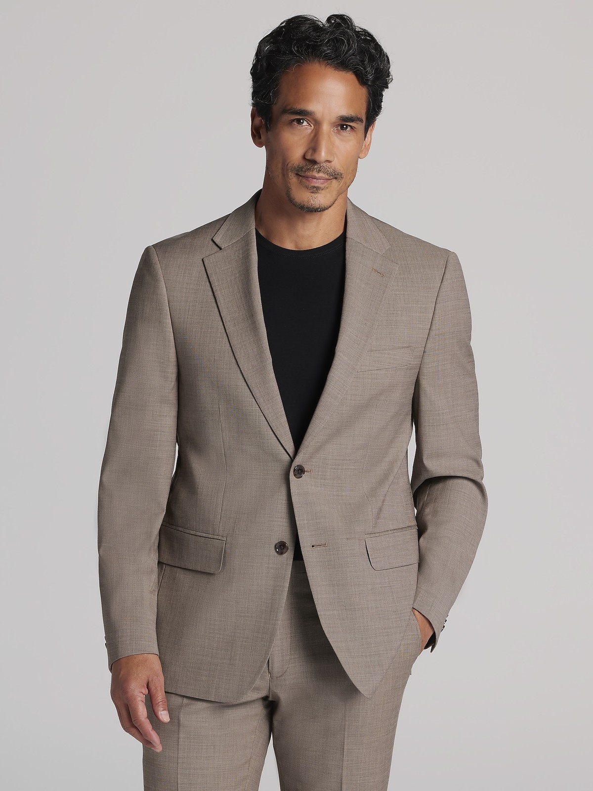Tommy Hilfiger Modern Fit Premium Wool Blend Suit Jacket Tan Sharkskin Size 42R 27590₽