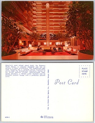 Regency Hyatt House Atlanta GA Atrium Lounge Postcard