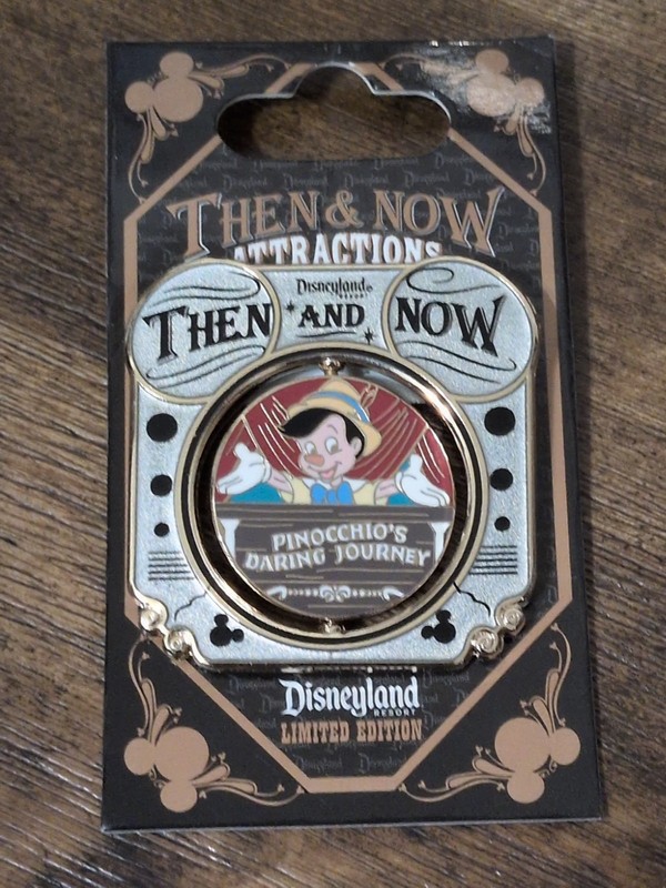 DISNEY DLR THEN AND NOW MICKEY THEATER TO PINOCCHIO'S DARING JOURNEY PIN LE 1000