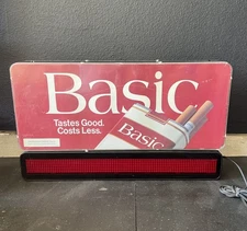 Vintage 1996 Basic Cigarettes Philip Morris Light Up Ticker Sign - WORKING