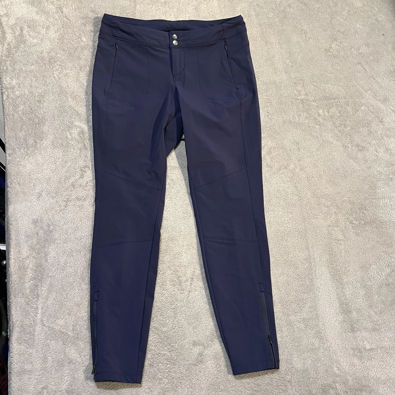 Kuhl Transcendr Pants Womens 10 Blue Softshell Ankle Zip Pocket Stretch Hiking