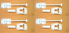 RV Camper Door Catch Latch Holders T-Style with Door Stops, White - Pack of 4