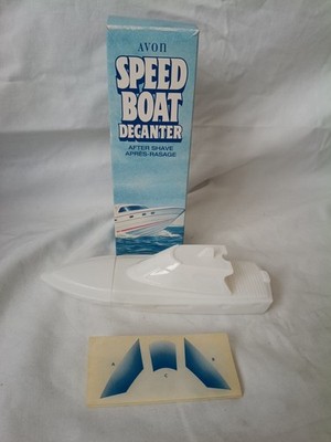 Vintage Avon Black Suede Speed Boat Decanter aftershave 100ml full unused boxed