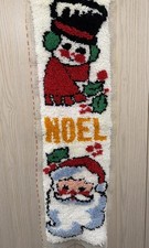 Vintage Latch Hook Rug Christmas Santa NOEL Wall Hanging Decor