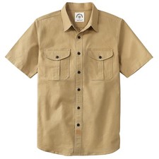 Men's Short Sleeve Button Down Shirt Cotton Spandex Stretch 2 Pocket Work Casual