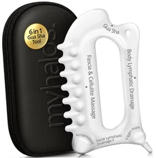 MyHalos 6-in-1 Ceramic Body Gua Sha Facial Tools - Lymphatic Drainage Tool, F...