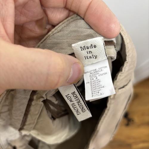 Brunello Cucinelli Trousers Boyfriend Low Slung Beige Cotton Stretch Crop US 2 - Picture 11 of 11