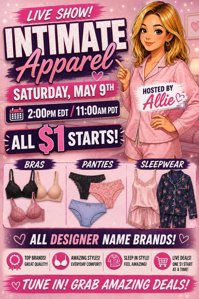All $1 Starts Designer Brand Name Women's Intimates - Bras, Panties & Sleep