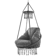 Vivere Deluxe Polyester Hammock Chair 32" x 59.75" in Grey w/ Cushions Included