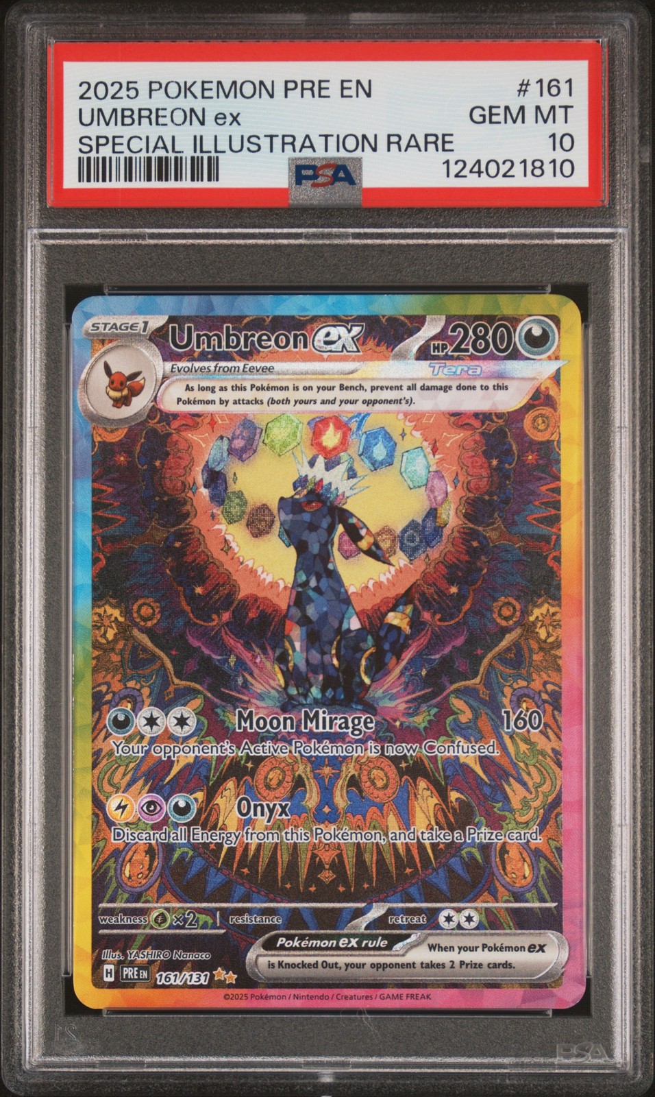 2025 POKEMON PRISMATIC EVOLUTIONS UMBREON ex #161 SIR MOONBREON PSA 10
