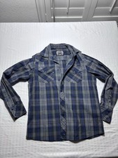 Eighty Eight Button Shirt Mens Small Blue Gra...