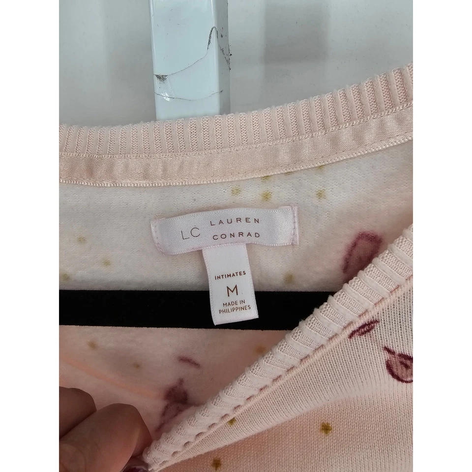 LC Lauren Conrad женщин Sz M пушистый пижамы рубашка с длинным рукавом шампанского розовый - Изображение 3 из 4