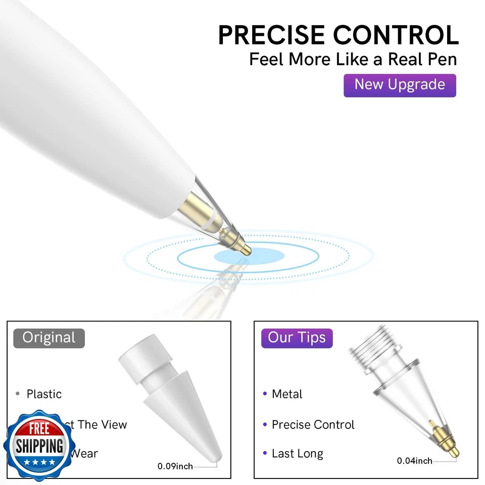 Сменные наконечники для Apple Pencil Delidigi упаковка 3 шт. совместимые с Pro/2-м поколением USB-C - Изображение 3 из 4