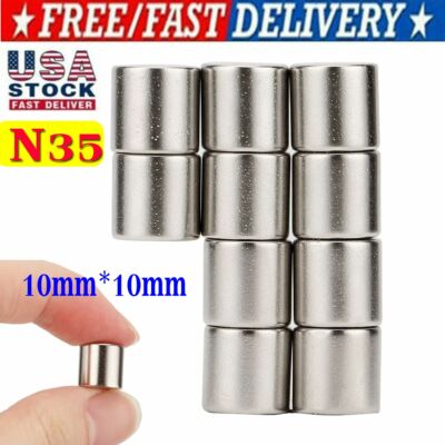 Lot 100 50 Super Strong Neodymium Rare Earth Cylinder Disc Magnets 10mm*10mm N35