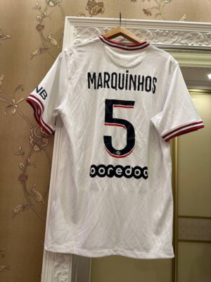 Maillot Officiel Du Paris Saint Germain - Couleur Blanc Tenue Exterieure 2019 2020 Bk0096