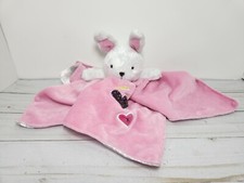 CARTERS Just One You Satin Bunny Rattle Security Blanket Baby Lovey Heart Pink