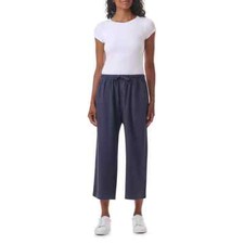 Splendid Women's Drawstring Elastic-waist Wide Leg Crop Pants Navy, L