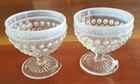 2 Vtg Anchor Hocking Moonstone Hobnail Opalescent Sherbet Dessert Cups