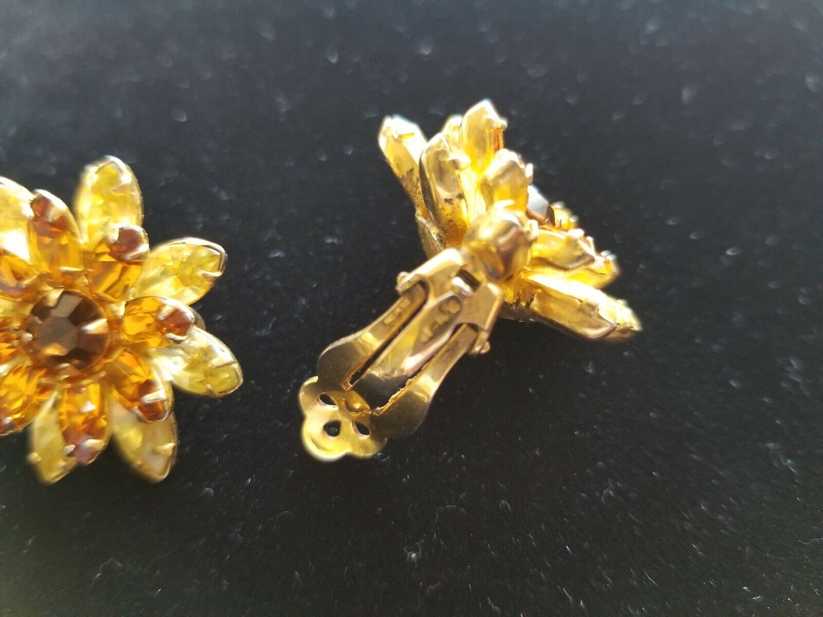 Vintage Amber and Topaz Flower Ear rings by Krame… - image 8