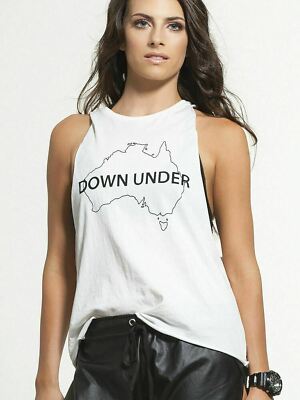 FIRST BASE Womens Down Under White Muscle Tank Top Size 3