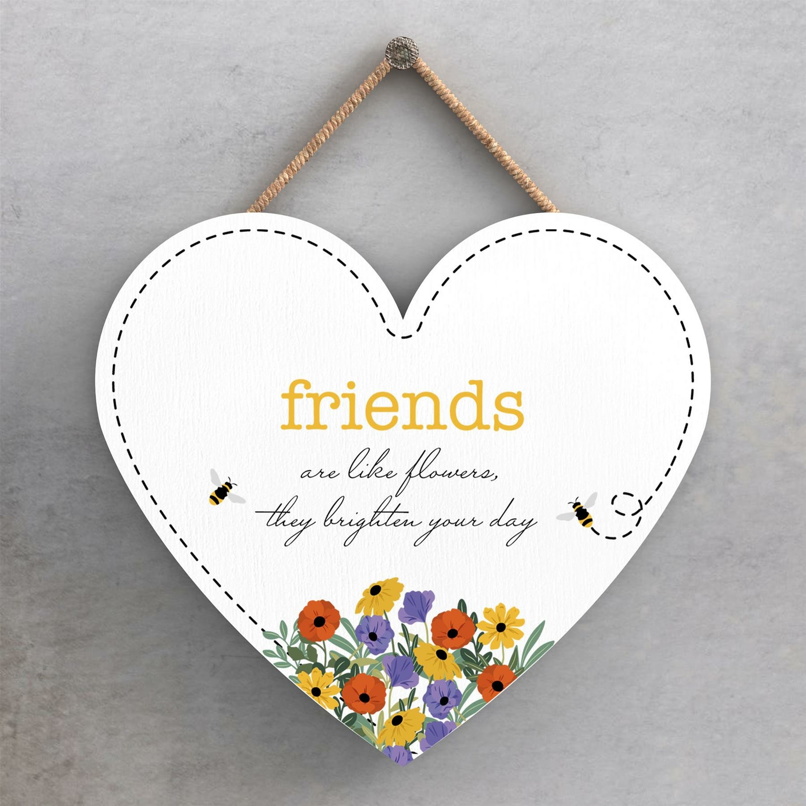 FRIENDS LIKE FLOWERS SPRING MEADOW THEME WOODEN HANGING PLAQUE