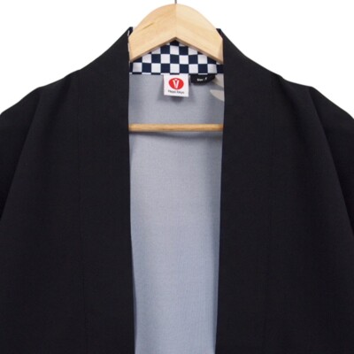 Happi. Tokyo Black Big Wave Japan Traditional Kimono Coat