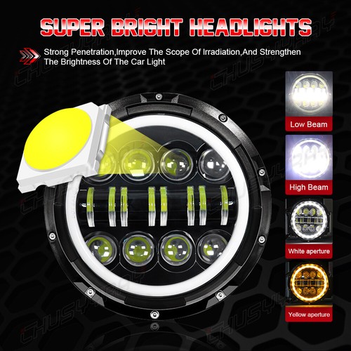 For Ford Fairlane 1955 1956 1957 2PC 100W 7inch Round LED Headlights HI/LO Bulbs - Picture 5 of 12