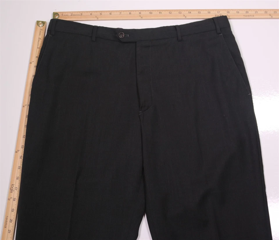 Pantalones de vestir Armani Collezioni 37x31 gris lana tejido acanalado frente plano Foto 4 de 4