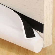 37" Door Draft Stopper, Adjustable One-Sided Under Door Draft Blocker, White