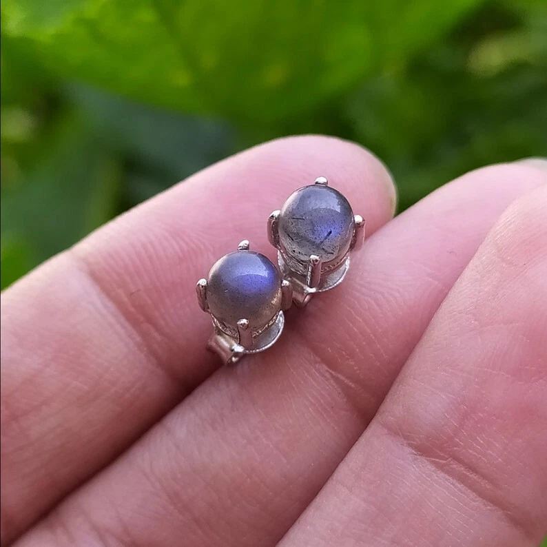 Pendiente de labradorita Blue Fire de plata de ley 925 para mujer Foto 3 de 4