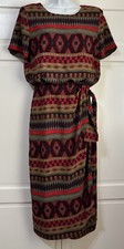 Vintage 90's Kathie Lee Collection Aztec Abstract Patterned Midi Dress Size 8