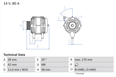 Bosch 0 986 081 000 Alternator for Citroen, Peugeot, Toyota